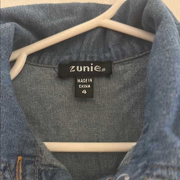 Zunie Blue and Tan Casual Sundress with Polo Collar - Picture 4 of 5